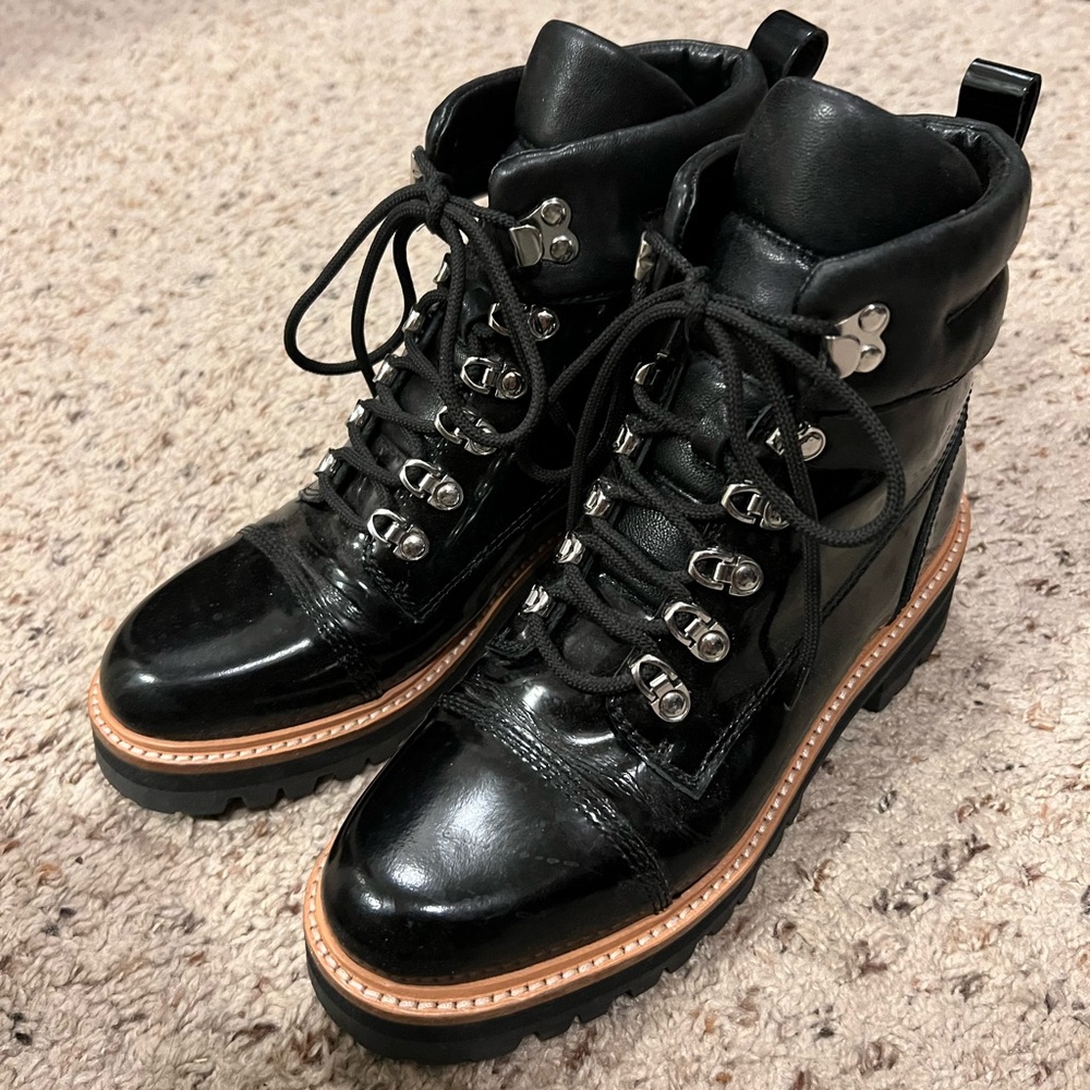 Black leather combat boots - great condition!